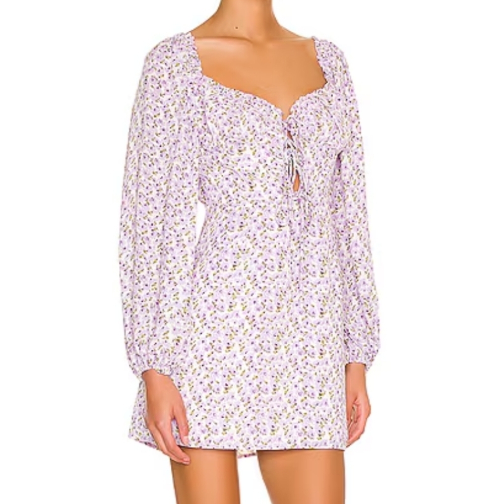 Revolve more to come Shelly Puff Sleeve floral print mini dress small